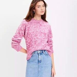 Women's Loft Pink Mareled Sweater Sz Medium